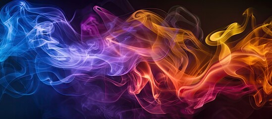 Poster - Colorful abstract smoke swirling against a dark backdrop with copy space image
