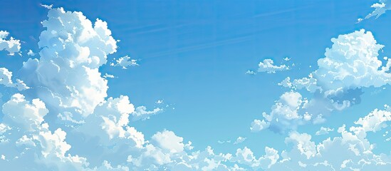Aufkleber - Scenic blue sky with fluffy white clouds in a random pattern perfect for a copy space image