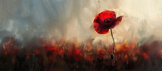 Poster - Impressionistic multi shot photo with copy space image of a red poppy