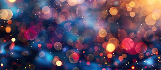 Poster - Background featuring an abstract pattern of out of focus lights with ample copy space image