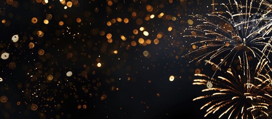 Poster - Nighttime New Year fireworks celebration with a copy space image creating an abstract holiday backdrop