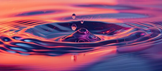 Poster - Gorgeous patterns displayed on the liquid s surface following a droplet creating a captivating copy space image