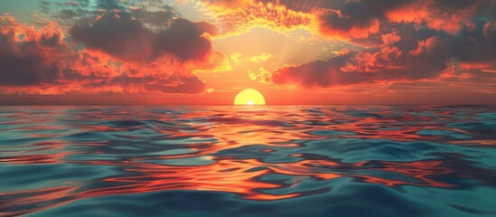 Wall Mural - Scenic view of a sunset over the ocean with copy space image available