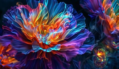 Wall Mural - Vibrant Ethereal Flowers with Neon Colors
