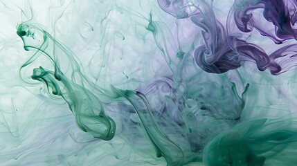 Poster - Abstract ink pattern on water, with gentle green and purple tones, minimal and visually appealing --ar 16:9 --style raw Job ID: a370aa01-620a-4b82-afa3-8ee7b9f6ad5f