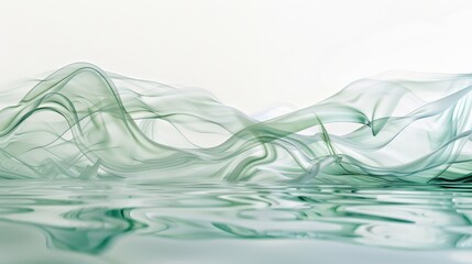 Poster - Abstract ink pattern on water, with gentle green and white waves, minimal and visually appealing --ar 16:9 --style raw Job ID: ecd843a0-f048-461a-a673-66ea9af2ecb0