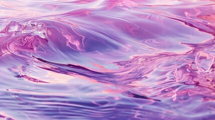 Aufkleber - A captivating image of fluid dynamics showing luminous pink and purple waves on a smooth liquid surface, blending together to create a surreal visual experience.