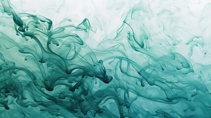 Poster - Abstract ink pattern on water, with serene green and blue hues, minimal and visually appealing --ar 16:9 --style raw Job ID: a236af5f-6f1c-4088-90ca-bda24b6b2169