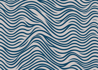 abstract seamless pattern with wavy lines. vector illustration of distorted wave lines in blue color