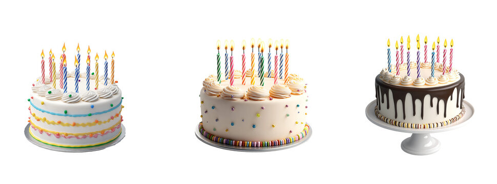 Birthday cake with candles. Illustration