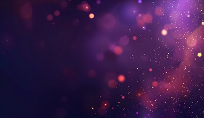 Poster - Dark purple background with blurred light particles and glowing dots, space for text. Abstract vector illustration of magical firework or magic effect. Design element on dark backdrop. Vector Illustra