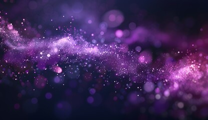 Poster - Dark purple background with blurred light particles and glowing dots, space for text. Abstract vector illustration of magical firework or magic effect. Design element on dark backdrop. Vector Illustra
