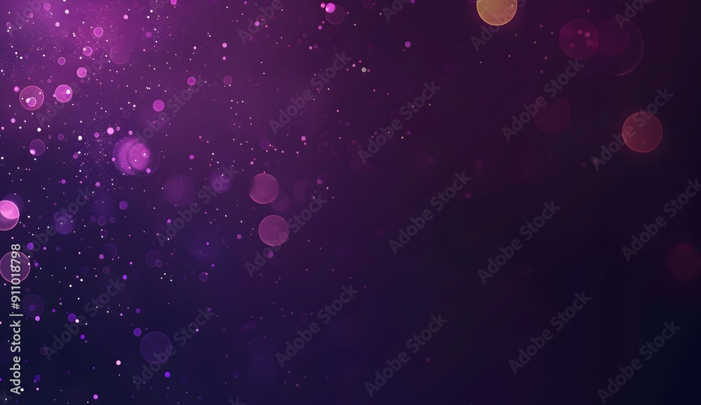 Dark purple background with bokeh lights and glowing dots, a glowing ...
