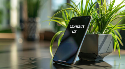 A smartphone with the words 