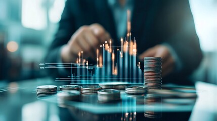 Poster - A financial consultant presents a dividend reinvestment plan to a group of investors, with charts and graphs illustrating growth potential. The image highlights dividends as a key factor in