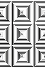 Poster - A fascinating black and white image, featuring an intricate spiral pattern formed by concentric squares, evoking a sense of complexity and art deco elegance, ideal for design enthusiasts.
