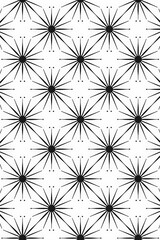 Poster - This design features a symmetrical pattern of dots and radiating black lines set against a white background, creating a vivid, dynamic, and abstract visual in modern style.