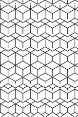 Aufkleber - This image showcases a repeating geometric hexagonal pattern with black outlined shapes on a white background, creating a clean and structured contemporary design.