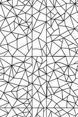 Poster - This image features an abstract mosaic pattern composed of irregular geometric shapes outlined in black on a white background, creating an intricate and visually captivating design.