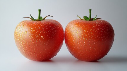 Canvas Print - Two red tomatoes with water droplets on them