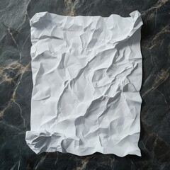 Fototapete - A crumpled white paper poster sits on a rustic wooden table with paint splatters scattered about By Generated AI