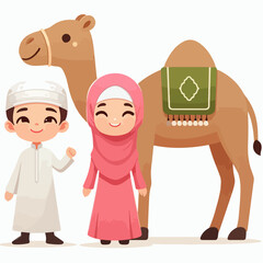 Poster - islamic design illustration concept for Happy eid al adha or sacrifice celebration event 