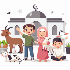 islamic design illustration concept for Happy eid al adha or sacrifice celebration event 