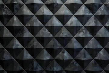 Poster - 3d render of dark grey wall with texture made from large diamonds, pattern