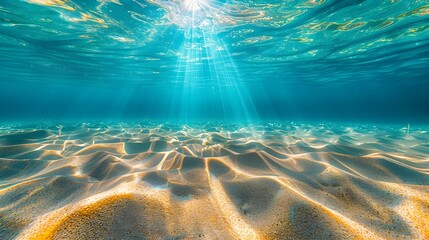 Wall Mural - Sunlight Rays Shining Through Crystal Clear Water