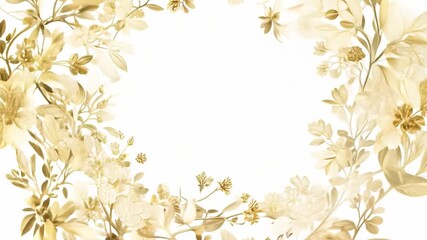 Poster - This delicate floral border in cream and gold surrounding an empty center for custom text.