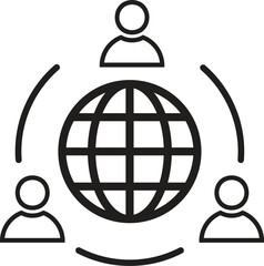 Aufkleber - global connection isolated on white background. social media network outline icon. globe icon with p