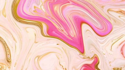 Poster - This Colorful swirls of pink and gold blend together in an abstract artwork.
