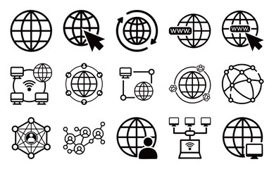 www, internet connection icons. vector illustration, logo web template.icon set logo design template