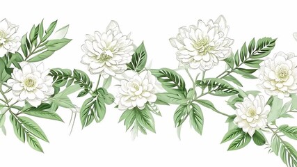 Poster - This White lotus flowers flourish with vibrant green leaves in a tranquil arrangement.