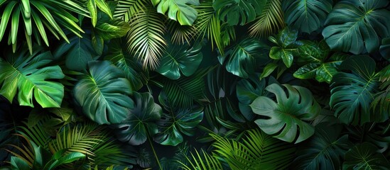 Canvas Print - Green tropical jungle foliage background with copy space image for eco friendly design