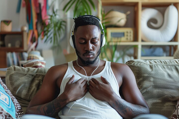 Meditation,elderly man meditates at home,Mental health,Healing meditations,Self-care,Self-love.	