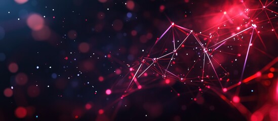 Poster - 3D Abstract Background Featuring Molecular Technology with Polygonal Shapes Connected Dots and Lines Illustrating Connection Structures and Big Data Visualization