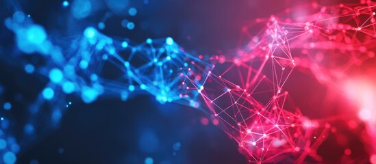 Poster - 3D Abstract Background Featuring Molecular Technology with Polygonal Shapes Connected Dots and Lines Illustrating Connection Structures and Big Data Visualization