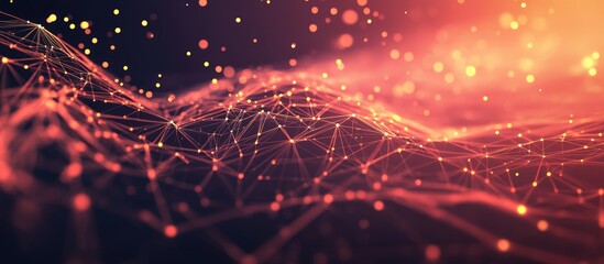 Poster - 3D Abstract Background Featuring Molecular Technology with Polygonal Shapes Connecting Dots and Lines and Data Visualization Elements