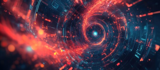 Poster - 3D Abstract Fractal Background with Technological Elements