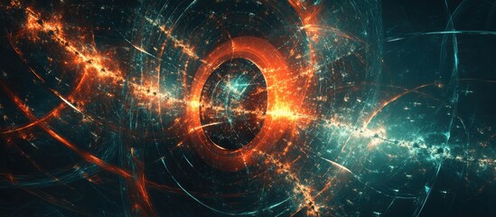 Poster - 3D Abstract Fractal Background with Technological Elements