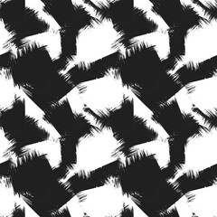 Wall Mural - Monochrome Abstract Brush Strokes Seamless Pattern Design