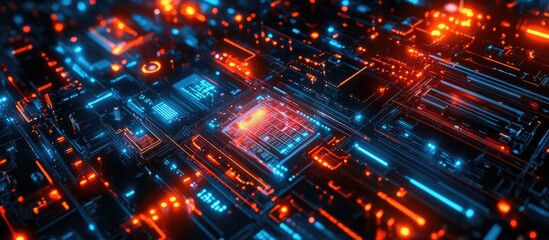 Aufkleber - 3D Abstract Technology Background Featuring Personal Data Security Handling and Protection with Electronic Equipment 3D Rendered Illustration