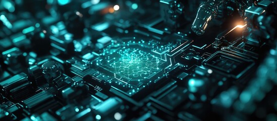 Poster - 3D Background Featuring Science and Technology Themes