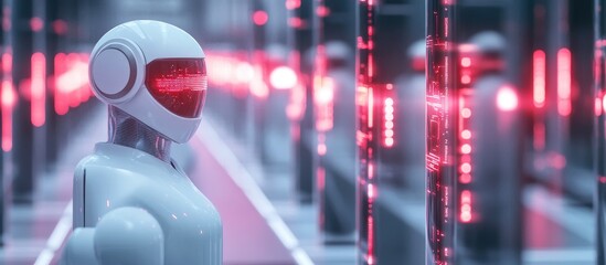 Poster - 3d illustration of ai technology control with safety protocols and protective barriers to mitigate m