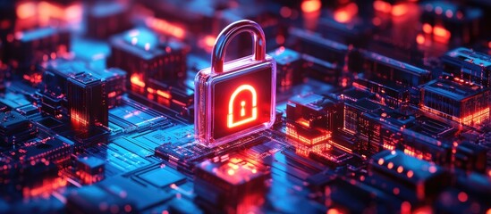 Poster - 3D Illustration of Cyber Security Data Protection and Business Technology Privacy Concepts