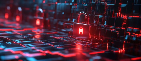 Poster - 3D Illustration of Cyber Security Data Protection and Business Technology Privacy Concepts