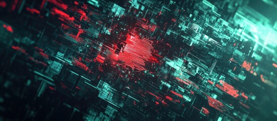 Poster - 3D Rendered End Screen Text Featuring Technological Failures and Spectacular Glitch Effects