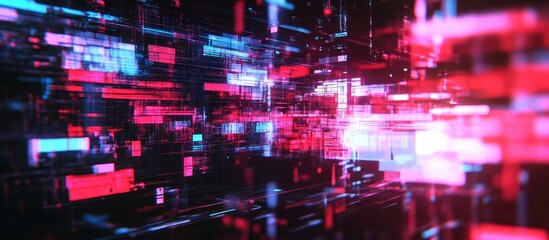 Poster - 3D Rendered No Signal Text with Technological Glitches and Interference Effects