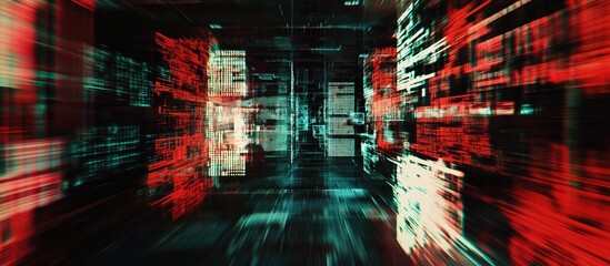 Poster - 3D Rendered No Signal Text with Technological Glitches and Interference Effects